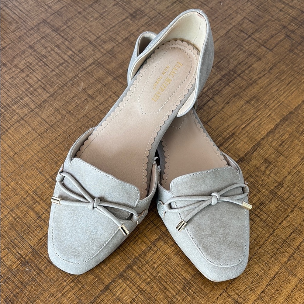 Elegant Gray Bow Loafers